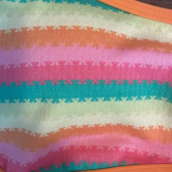 L Space Yellow Striped Bikini Swimsuit Top S New Boho Luxe - Picture 3 of 5